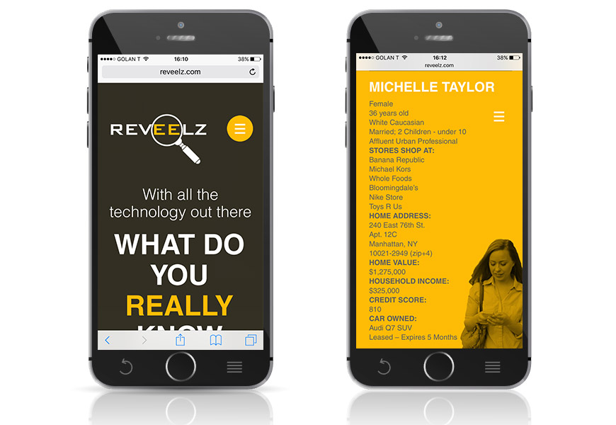 Mobile website for REVEELZ